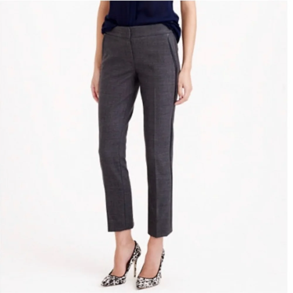 J. Crew | Campbell Tuxedo Dress Pants with Faux Leather Sides Size 2 - Picture 2 of 16